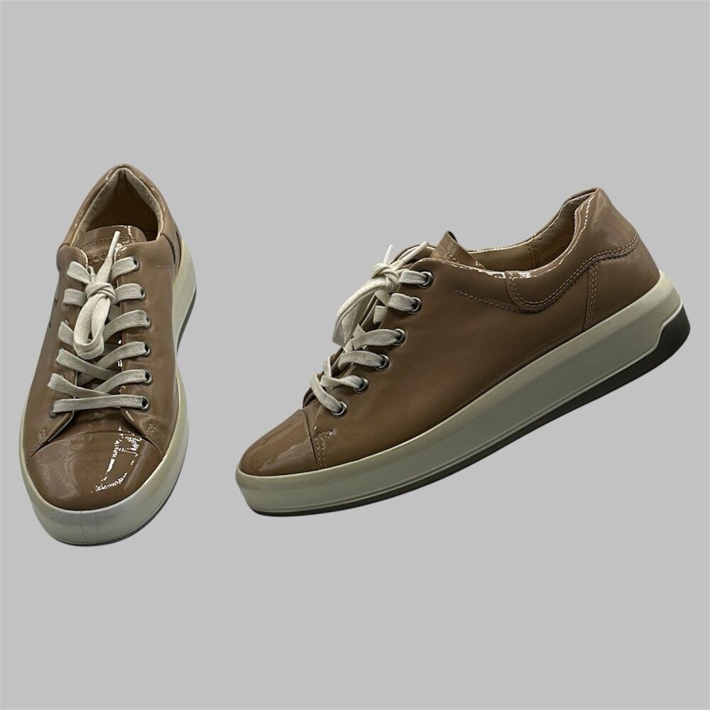 Ecco Women Soft 9 Lace Up Patent Leather Ginger Size 39 EUR Size  8-8.5 US Wide